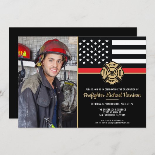 Firefighter Fire Academy Graduation Fireman Photo Kaart (Voorkant / Achterkant)