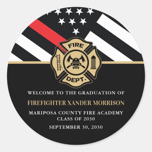 Firefighter Fire Academy Graduation Party Welcome Ronde Sticker (Voorkant)