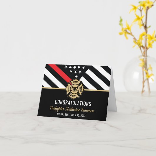 Firefighter Fire Department Fireman Graduation Kaart (Gele Bloem)