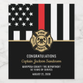 Firefighter Fire Department Retirement Fireman Wijn Etiket (Enkel label)