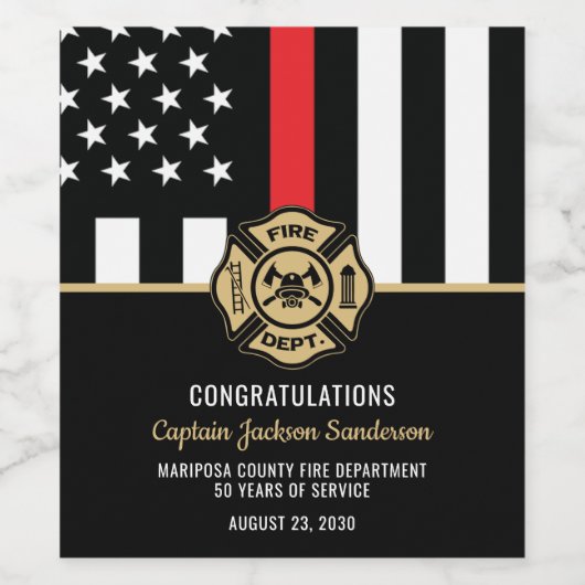 Firefighter Fire Department Retirement Fireman Wijn Etiket (Enkel label)