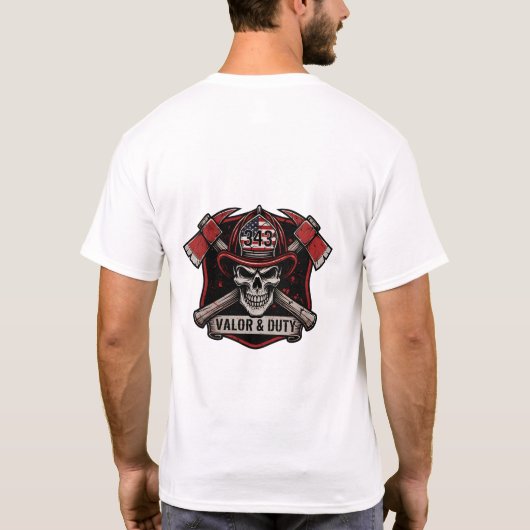 Firefighter/Fire Department Skull Axes T-Shirt (Achterkant)