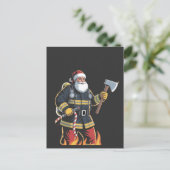 Firefighter Fire Truck Christmas Tree Santa Xmas   Aankondigingskaart (Staand voorkant)
