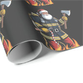 Firefighter Fire Truck Christmas Tree Santa Xmas   Cadeaupapier (Rol Hoek)