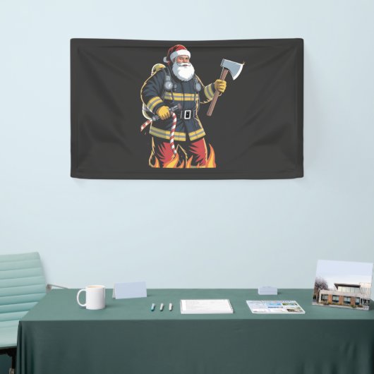 Firefighter Fire Truck Christmas Tree Santa Xmas   Spandoek (Beurs)