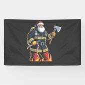 Firefighter Fire Truck Christmas Tree Santa Xmas   Spandoek (Horizontaal)