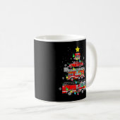 Firefighter Fire Truck Christmas Tree Xmas T-Shirt Koffiemok (Voorkant rechts)