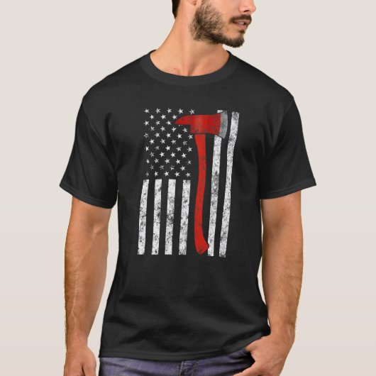 Firefighter Fireman Firefighting Patriotic America T-shirt (Voorkant)