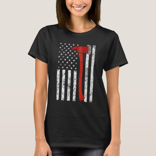 Firefighter Fireman Firefighting Patriotic America T-shirt (Voorkant)