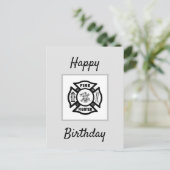 Firefighter Flames Happy Birthday Briefkaart (Staand voorkant)