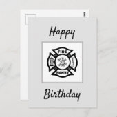 Firefighter Flames Happy Birthday Briefkaart (Voorkant / Achterkant)