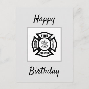 Firefighter Flames Happy Birthday Briefkaart