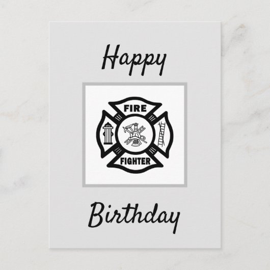 Firefighter Flames Happy Birthday Briefkaart (Voorkant)