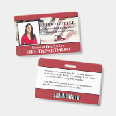 Firefighter Fotonaam Logo-ID Kaart Aangepast Badge (Voor- en achterkant)