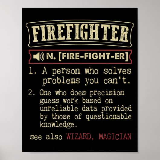 Firefighter Funny Dictionary Term.Png Poster (Voorkant)