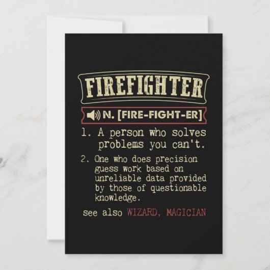 Firefighter Funny Dictionary Term.Png Save The Date (Voorkant)