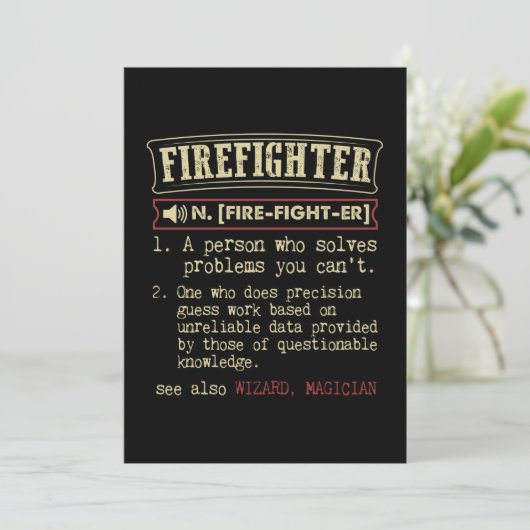 Firefighter Funny Dictionary Term.Png Save The Date (Staand voorkant)