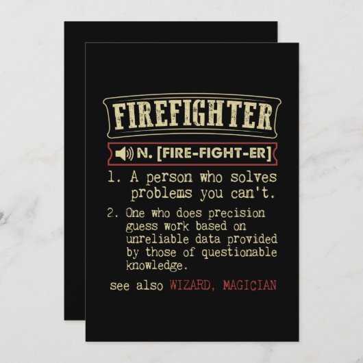 Firefighter Funny Dictionary Term.Png Save The Date (Voorkant / Achterkant)