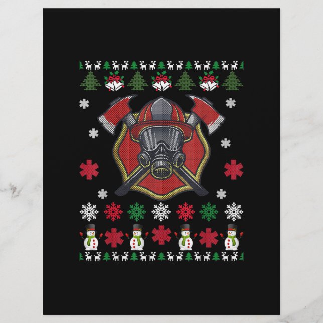 Firefighter Funny Kerstcute Lover Giften Briefhoofd (Voorkant)
