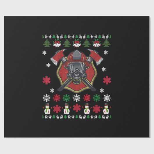 Firefighter Funny Kerstcute Lover Giften Cadeaupapier (Vlak)