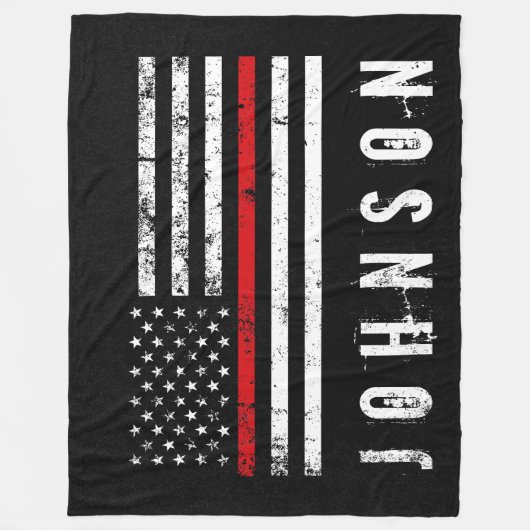 Firefighter gestileerde Distsed American Flag Cust Fleece Deken (Voorkant)