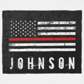 Firefighter gestileerde Distsed American Flag Cust Fleece Deken (Voorkant (Horizontaal))