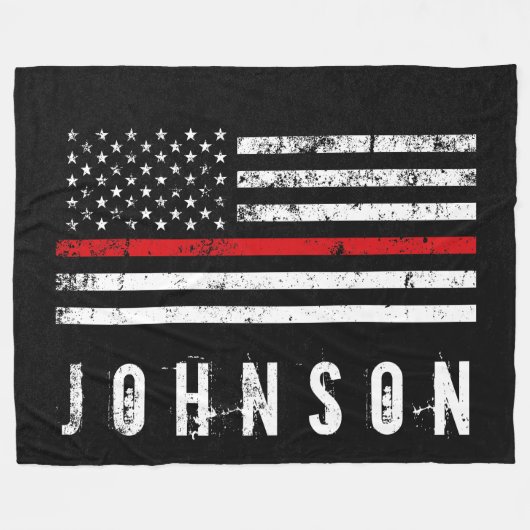 Firefighter gestileerde Distsed American Flag Cust Fleece Deken (Voorkant (Horizontaal))