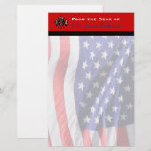 Firefighter Gift American Flag | Maltees kruis Briefpapier (Voorkant / Achterkant)