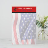 Firefighter Gift American Flag | Maltees kruis Briefpapier (Staand voorkant)