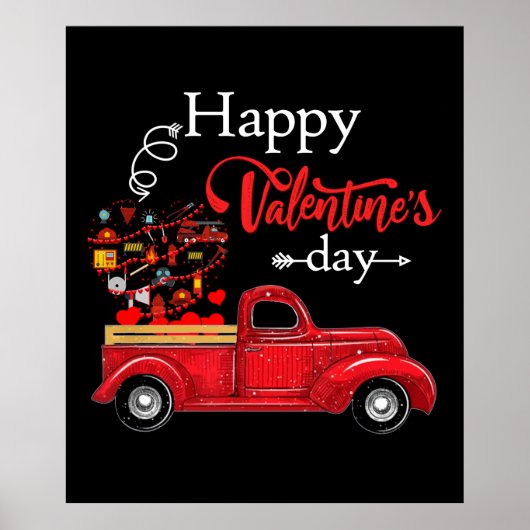 Firefighter Gift | Fijne Valentijnsdag brandweerma Poster (Voorkant)
