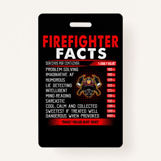 Firefighter Gift | Firefighter Facts Gifts Badge (Voorkant)