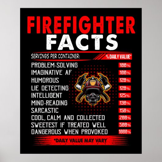 Firefighter Gift | Firefighter Facts Gifts Poster (Voorkant)