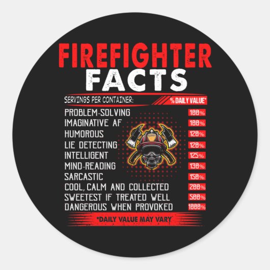 Firefighter Gift | Firefighter Facts Gifts Ronde Sticker (Voorkant)