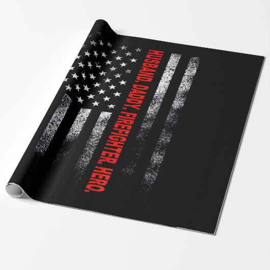 Firefighter Gift | Husband Dad Firefighter Hero Cadeaupapier (Uitgerold)