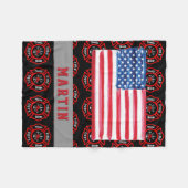 Firefighter Gift Maltese Cross USA Naam vlag Fleece Deken (Voorkant (Horizontaal))
