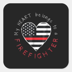 Firefighter Gift Mijn hart behoort tot de brandw Vierkante Sticker