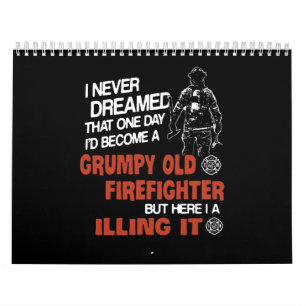 Firefighter Gift   Oude bruine brandweerman Kalender