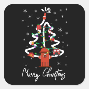Firefighter Gift Vroege kerstbrandweerman Vierkante Sticker