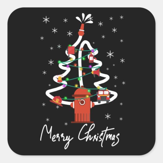 Firefighter Gift | Vroege kerstbrandweerman Vierkante Sticker (Voorkant)