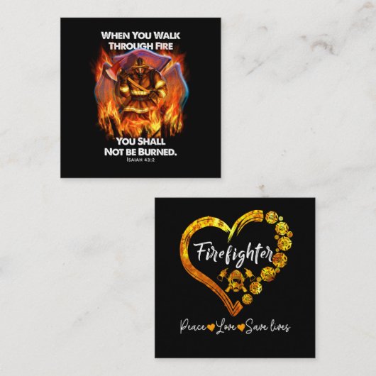 Firefighter Gift | Wanneer je door brand loopt Vierkante Visitekaartje (Voorkant / Achterkant)