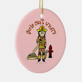 Firefighter Girl Keramisch Ornament (Rechts)