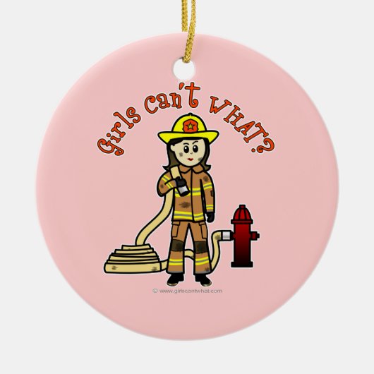Firefighter Girl Keramisch Ornament (Voorkant)