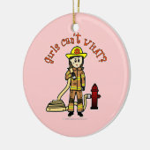 Firefighter Girl Keramisch Ornament (Links)
