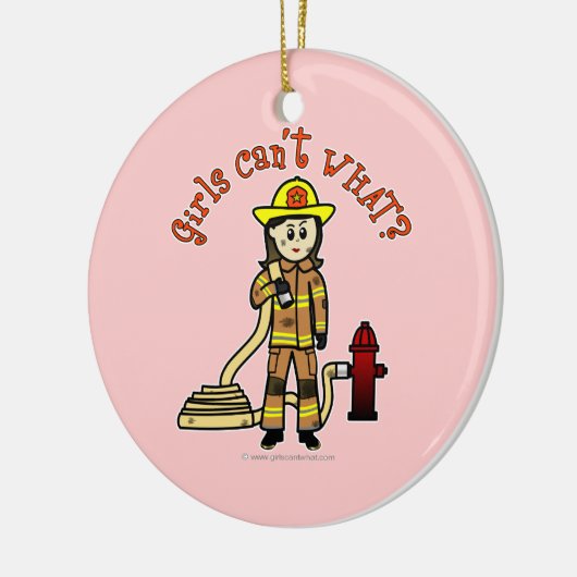 Firefighter Girl Keramisch Ornament (Links)