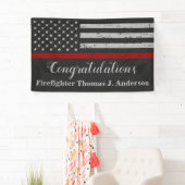 Firefighter Graduc Party Rustic Thin Red Line Spandoek (Insitu)