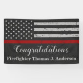 Firefighter Graduc Party Rustic Thin Red Line Spandoek (Horizontaal)