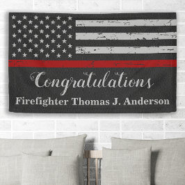 Firefighter Graduc Party Rustic Thin Red Line Spandoek