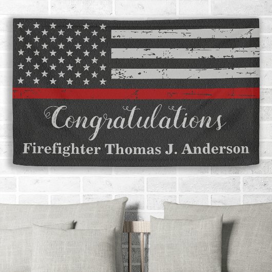 Firefighter Graduc Party Rustic Thin Red Line Spandoek