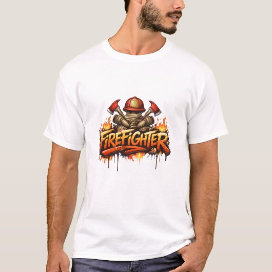 Firefighter Graffiti Street Art T-Shirt (Voorkant)