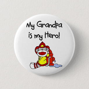 Firefighter Grandpa Hero Ronde Button 5,7 Cm